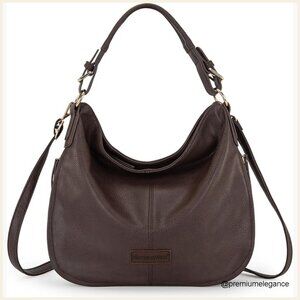 Large Vegan Leather Hobo Bag with Adjustable Crossbody Strap